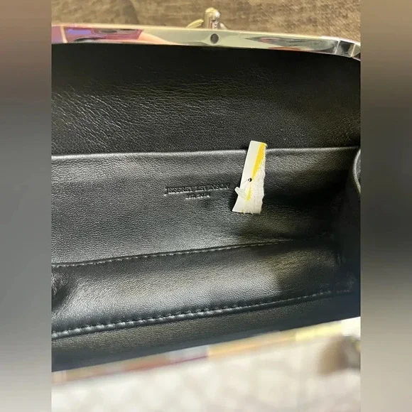 Jeffrey Levinson Elina Cracked Porcelain chrome hardware womens clutch bag purse - Picture 9 of 12